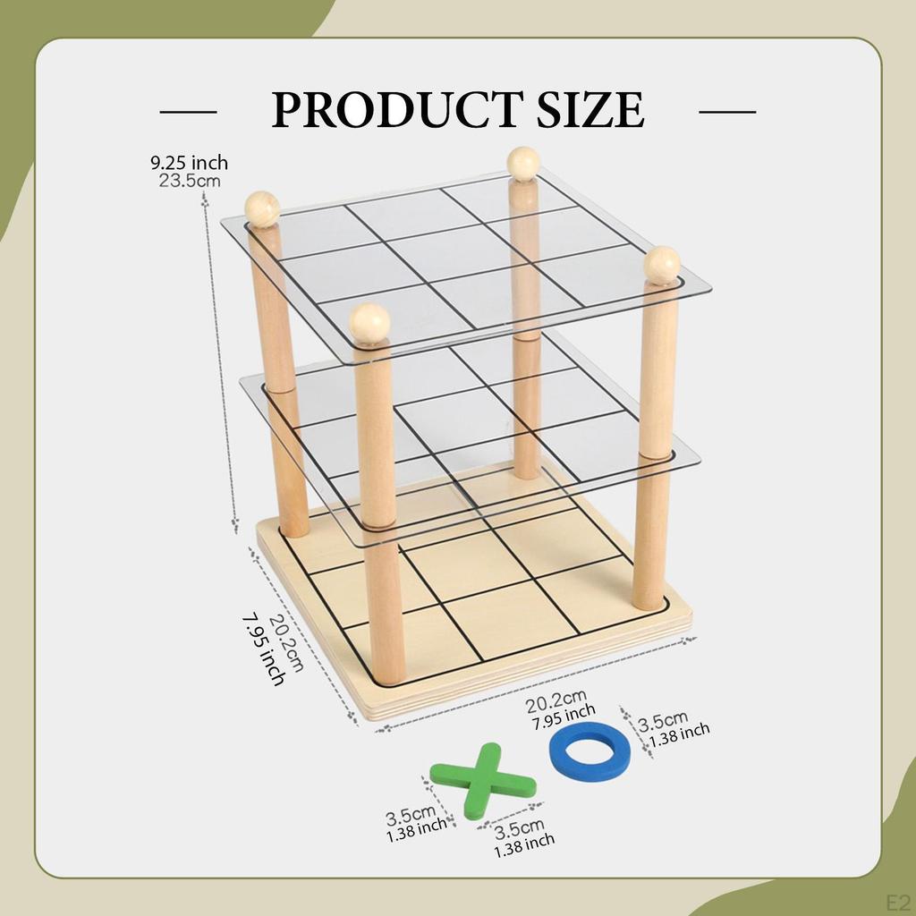 XO Chess Game Noughts and Crosses Brain Teaser Funny Easy Installation Educational Toy 3 Layer for