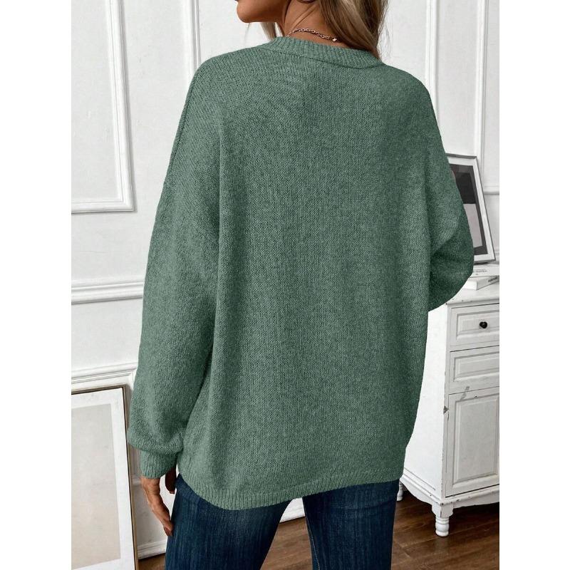 YYFS Women's Fashion Casual Fall Winter Solid Color Print Long Sleeve O-Neck Sweaters