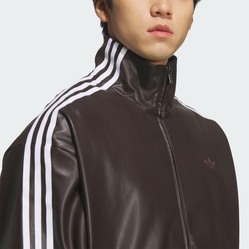 adidas Originals Faux Leather Loose Fit Jacket Unisex Black KQ5473