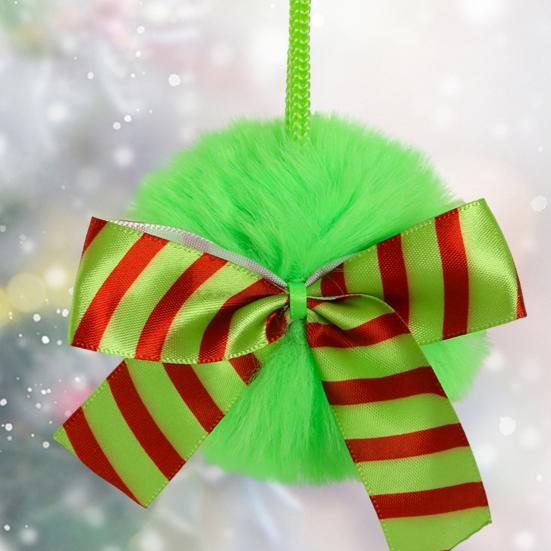 4 İnç Yeşil Tüylü Noel Topu Süsleri Suni Kürk Kabarık Asılı Noel Topu Tatil Düğün Partisi Dekorasyonu için Kurdeleli