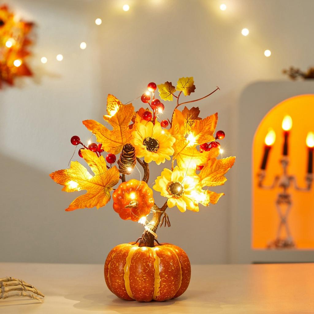 Artificial Pumpkins Maple Leaf Sunflower Table Home Decor House Prop Autumn Harvest Thanksgiving Halloween Party Decor