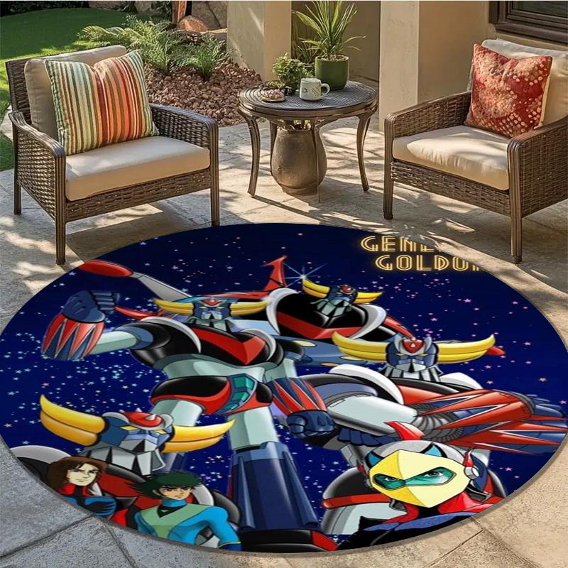 Grendizer Goldorak Anime Round Area Rug,Carpet Rug for Living Room Bedroom Sofa Playroom Decor,Non-slip Floor Mat Q0018
