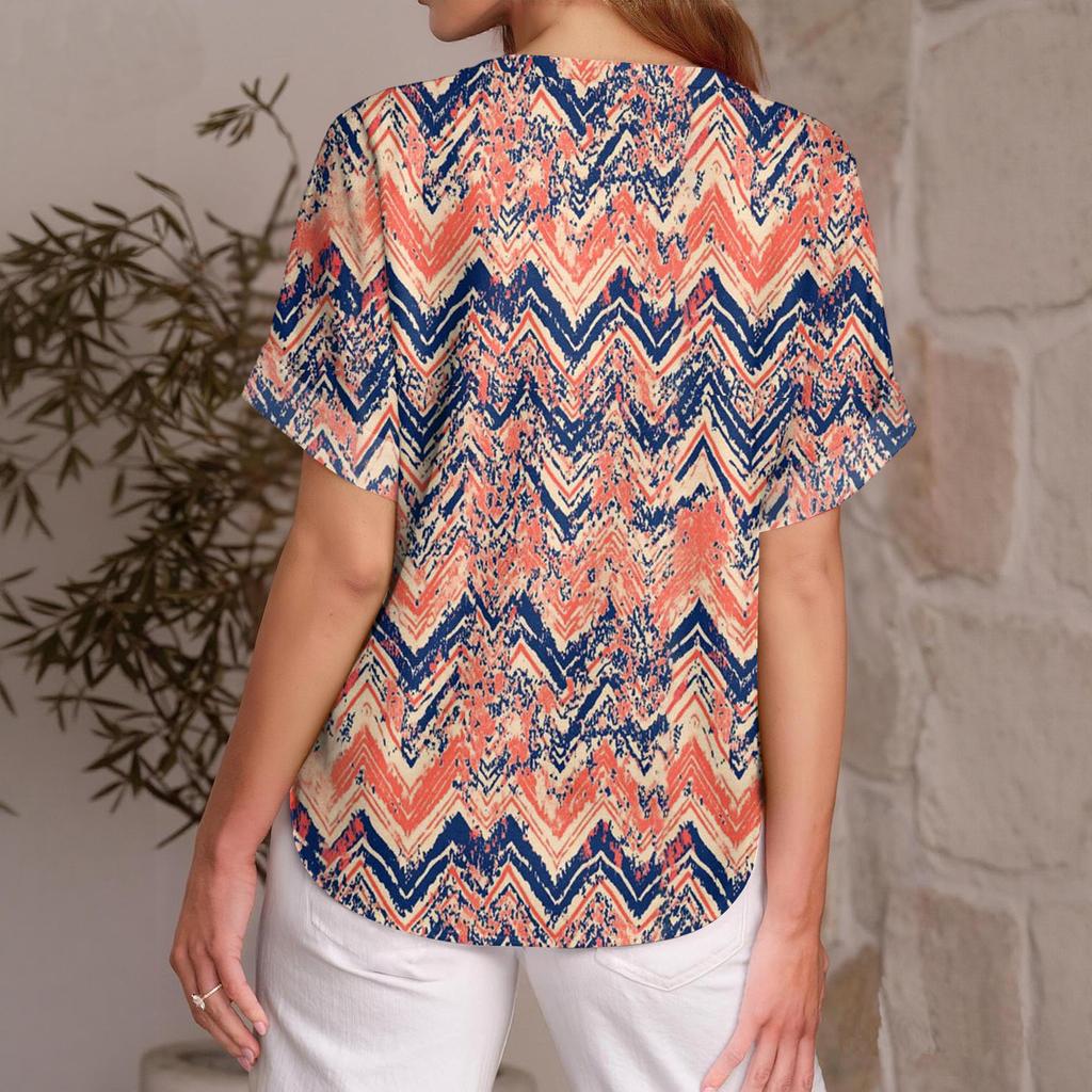 Women's Fashionable Casual Everyday Versatile Floral Print Slim-Fit Summer Short-Sleeve Top