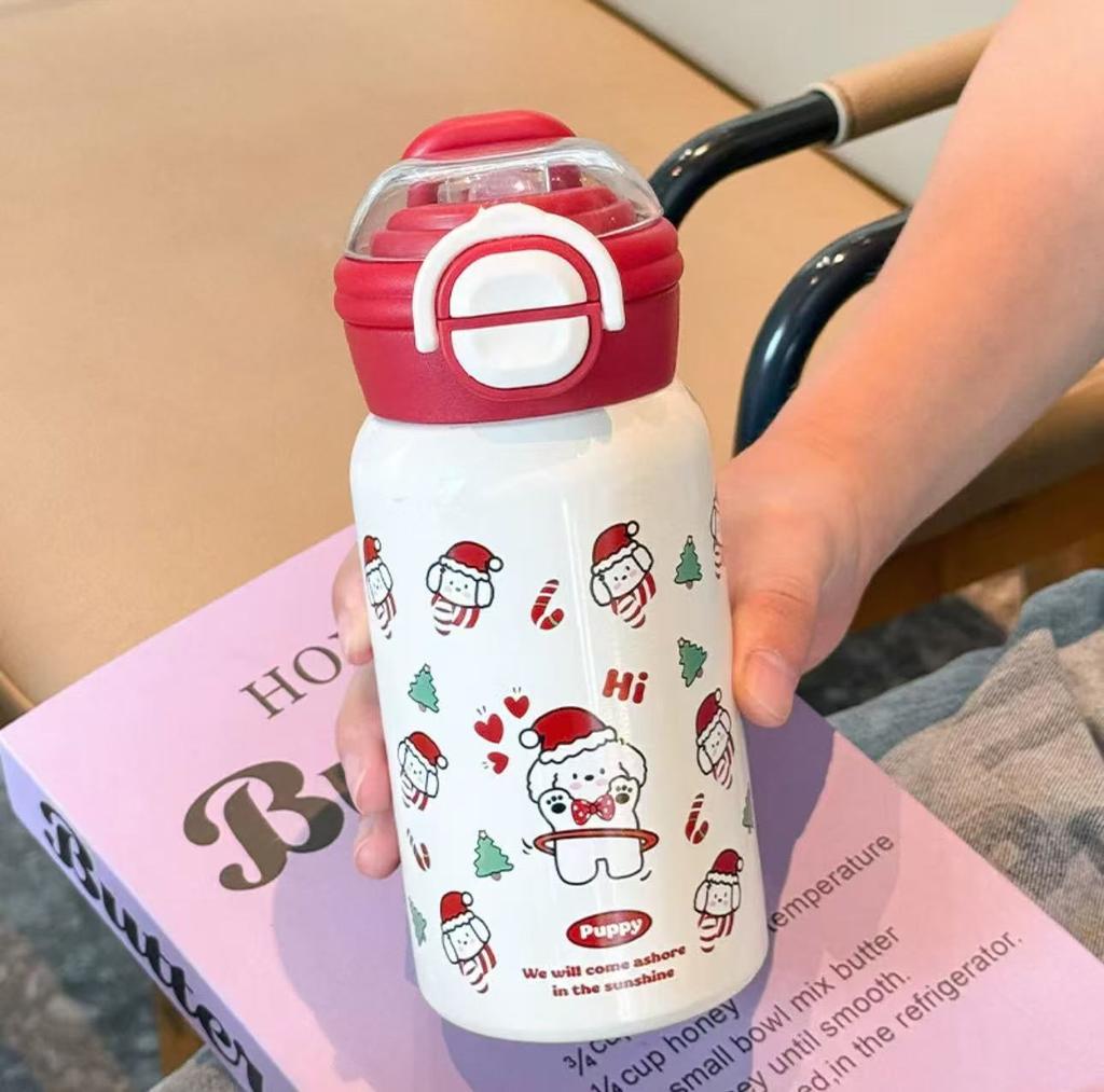 Söt 500ML Vakuummugg Isolering Eller Kylning Högkapacitetsisolerad Mugg Termosmugg för Studentbarn Sugrörsmugg Gåva