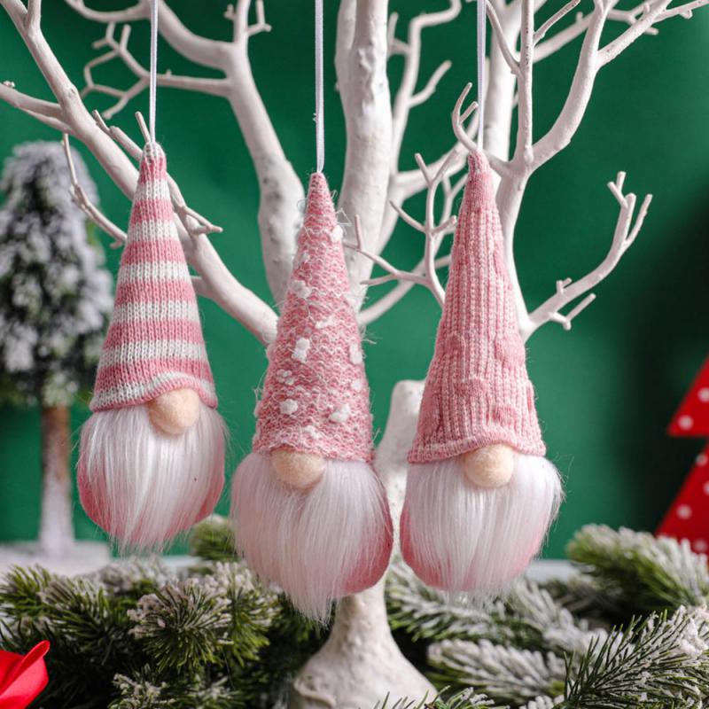3Pcs/lot Christmas Gnome Elf Doll Pendant Merry Christmas Decorations For Home Xmas Tree Ornament New Year