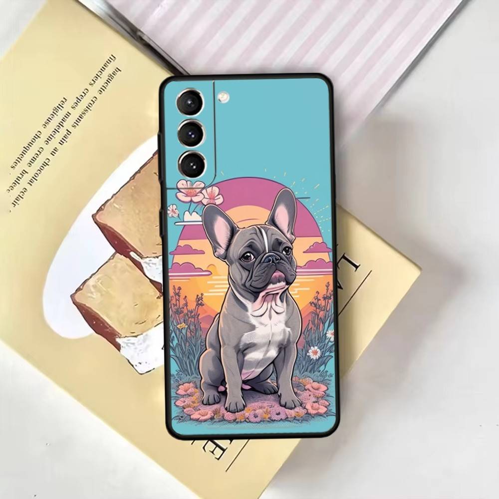 Cartoon French Bulldog Phone Case For Samsung GalaxyA13,21s,22,31,32,52,53,71,72,73,Soft Black Cover