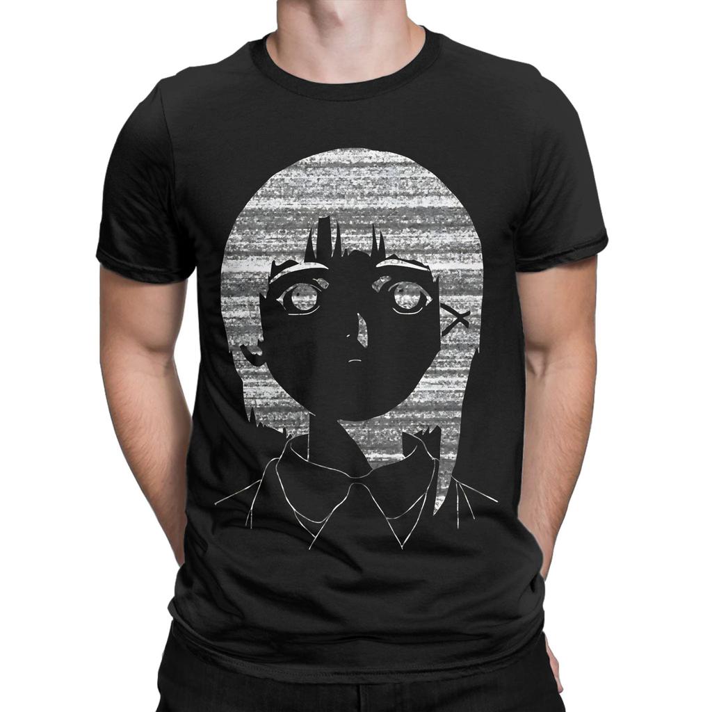 Serial Experiments Lain black short hair anime girl Classic Graphic 100% Cotton T-Shirt Tops T