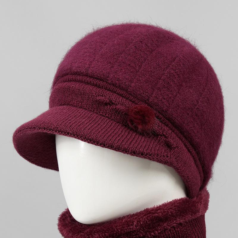 Day Mom Hat Fleece Knitted Thermal Hat Grandma Rabbit Wool Hat Old Man Duck Tongue Cotton Hat