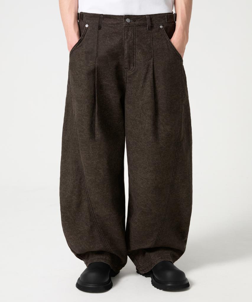 TRILLION Adjust Pigment Curved Cotton Pants_Black
