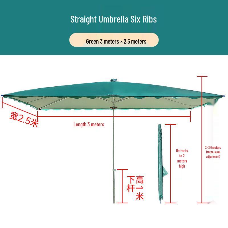 Large Rectangular Folding Patio Umbrella with Canopy Sun Protection