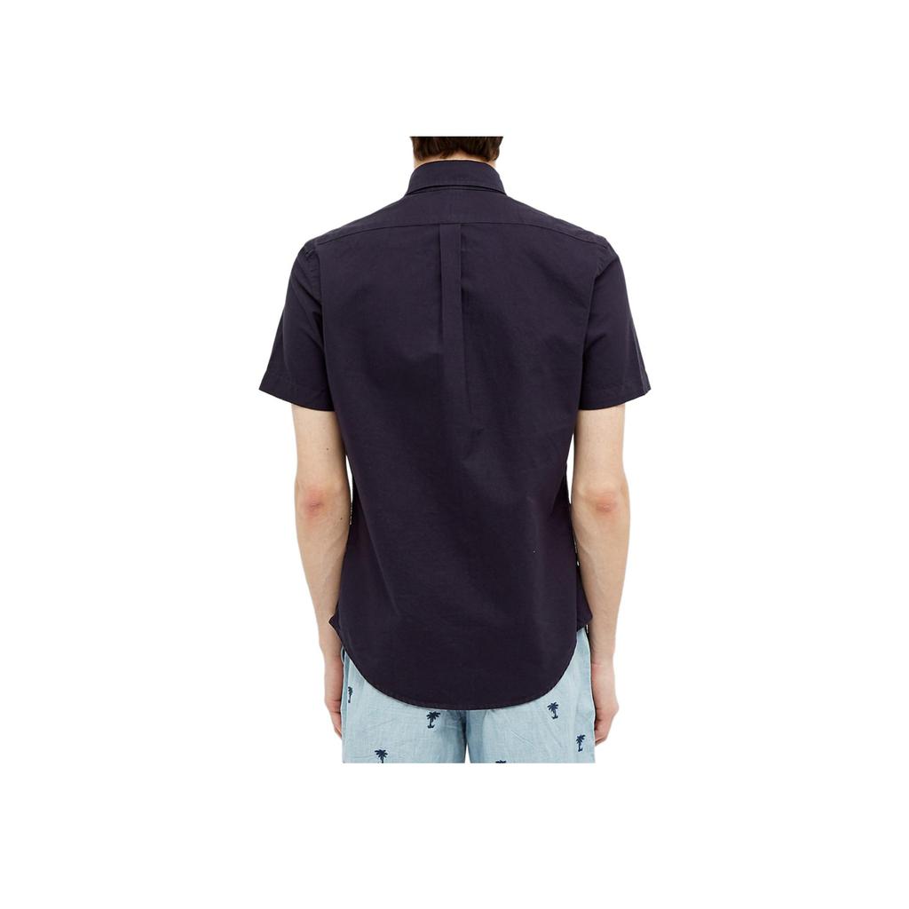 Polo Ralph Lauren Einfarbiges Hemd mit Pony-Stickerei, einreihig, kurzärmlig, Herrenhemden, Marineblau 710795382001