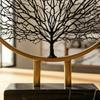 Metal Tree Figure Gold Arboreal Outline with Circular Structure Frame Minimalist