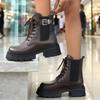 New Autumn Winter Platform Boots Women Fashion Lace Up Zipper Ankle Boots Woman Punk Thick Heel Leather Boots
