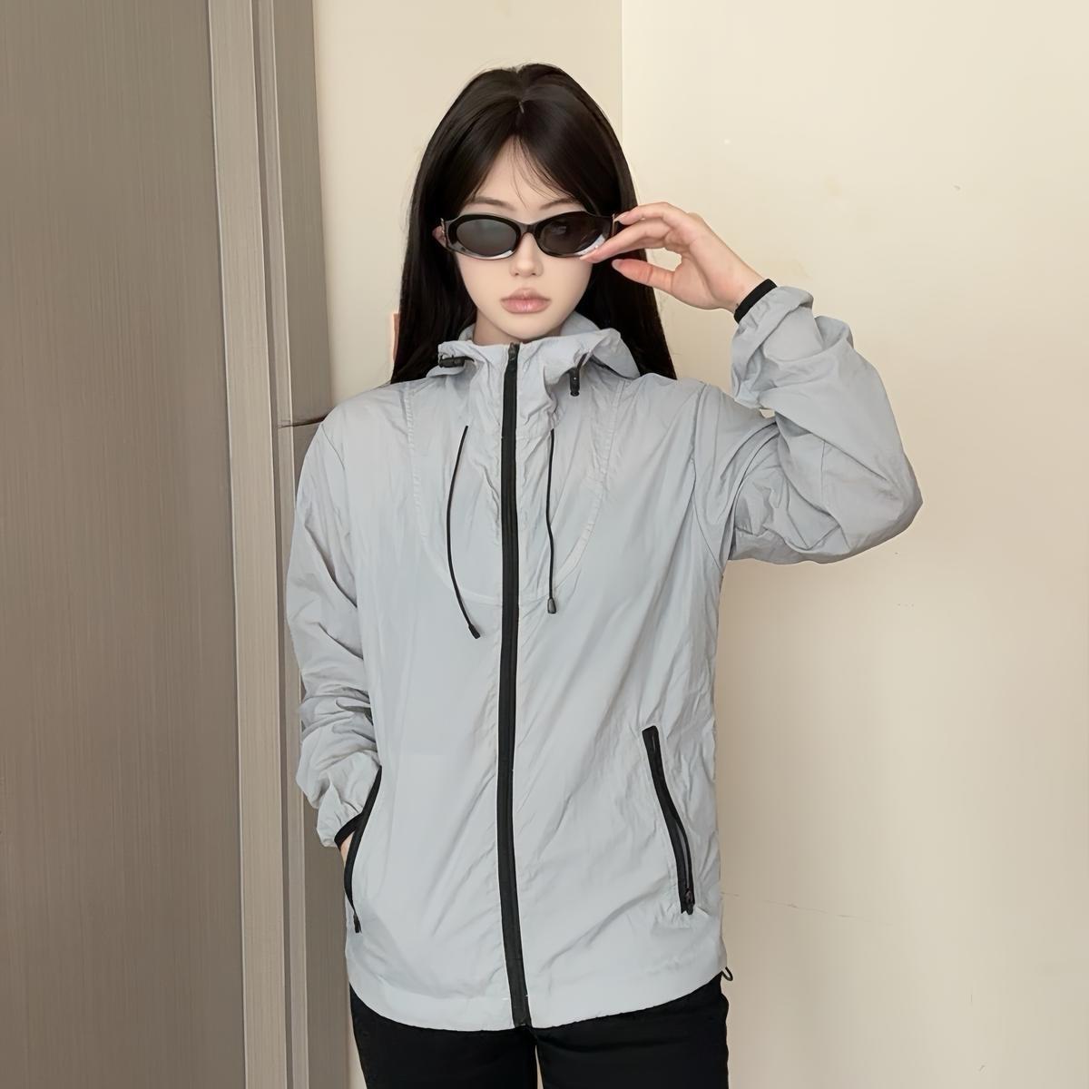 

2025 Women s Sun Protection Windbreaker Jacket - Lightweight, Loose-Fit, Summer Hiking Top Large брудно-білий