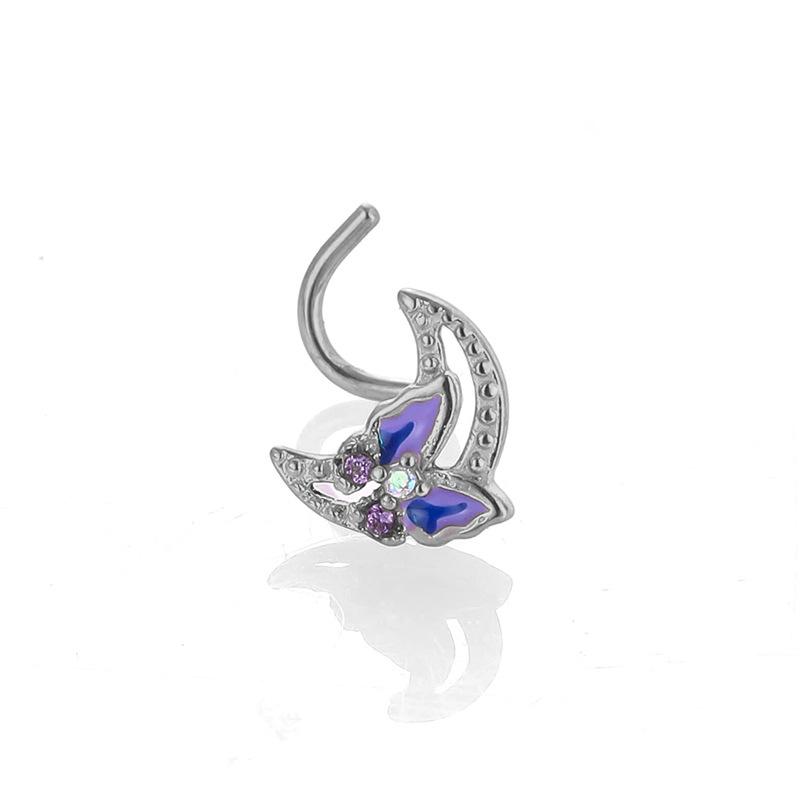 Moon Butterfly Enamel 316L Stainless Steel Nose Stud & Earring Piercing Jewelry
