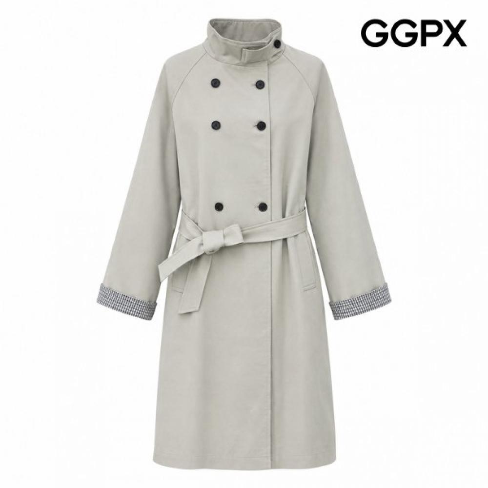 Ggpx New York Check Contrast Sleeve Trench Long Coat Gq8ct002f