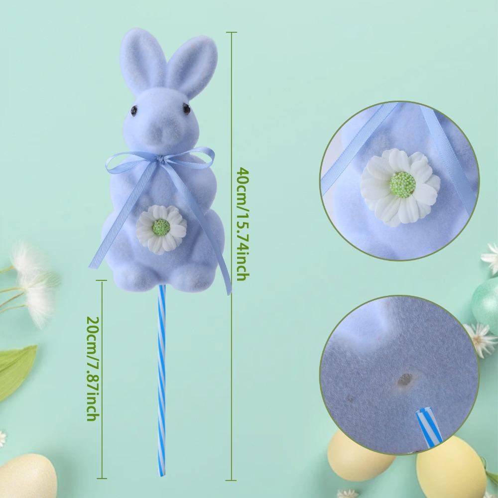Ткань Пенопласт Материал Пасхальный Кролик Украшение Ручная Работа Цветной Флок Кролик Фигурка Небьющийся Дизайн Настольный Размер