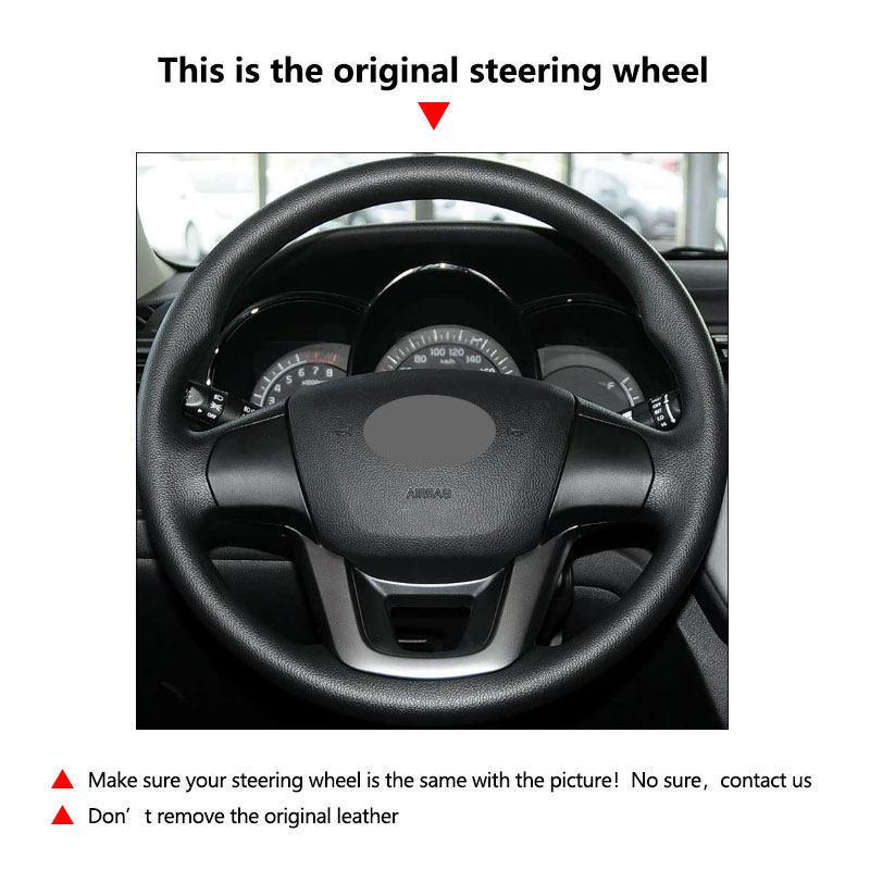For Kia K2 Rio 2011 2012 2013 2014 Hand-stitched Car-styling Steering Wheel Interior Accessories Microfiber Leather Cover