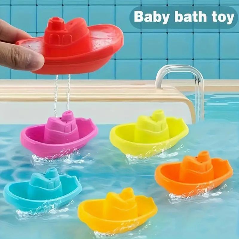 6PCS Rainbow Stacking Cups Floating Bath Toys Stackable Ship Baby Early Education Intelligence Development Stacking Boat Gift