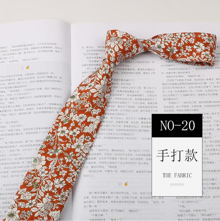 Floral Tie Men'S Patterned Cotton Shirt Macaron Printed Narrow Edition 6Cm Hand Tie Korean Casual Women'S Tie