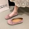 Flat shoes round head candy color suede single shoes 2025 early spring ballet shoes temperament evening shoes grandma shoes