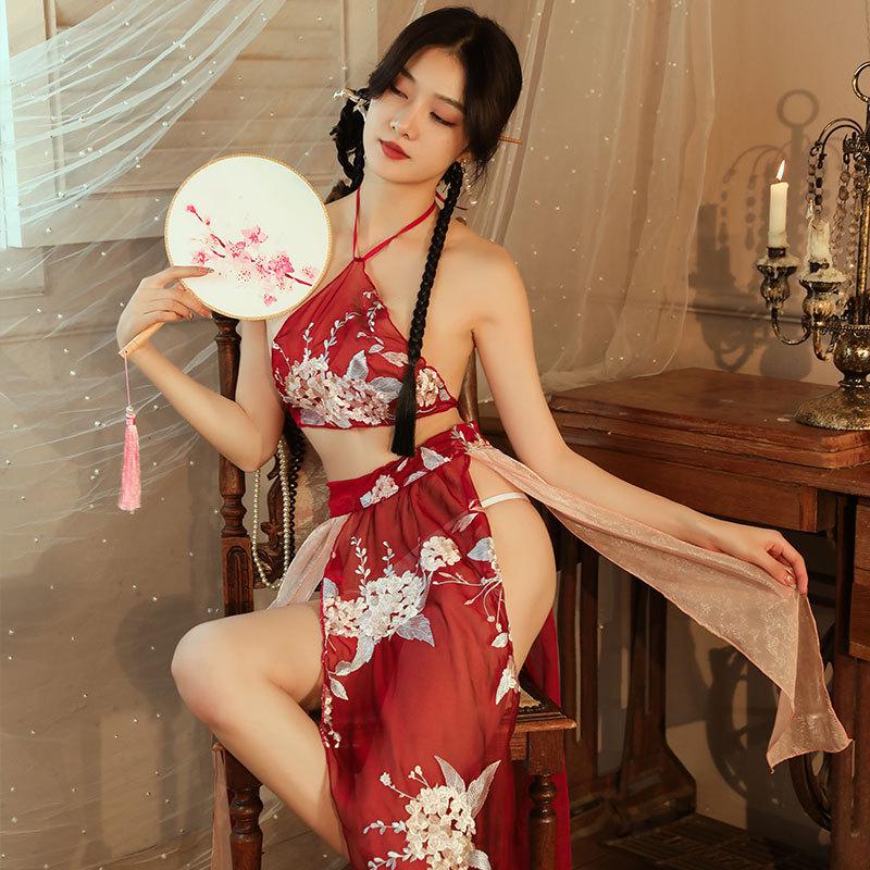 Ancient-Style Hanfu Lingerie with Dunhuang Apsara & Phoenix Embroidery Pajamas