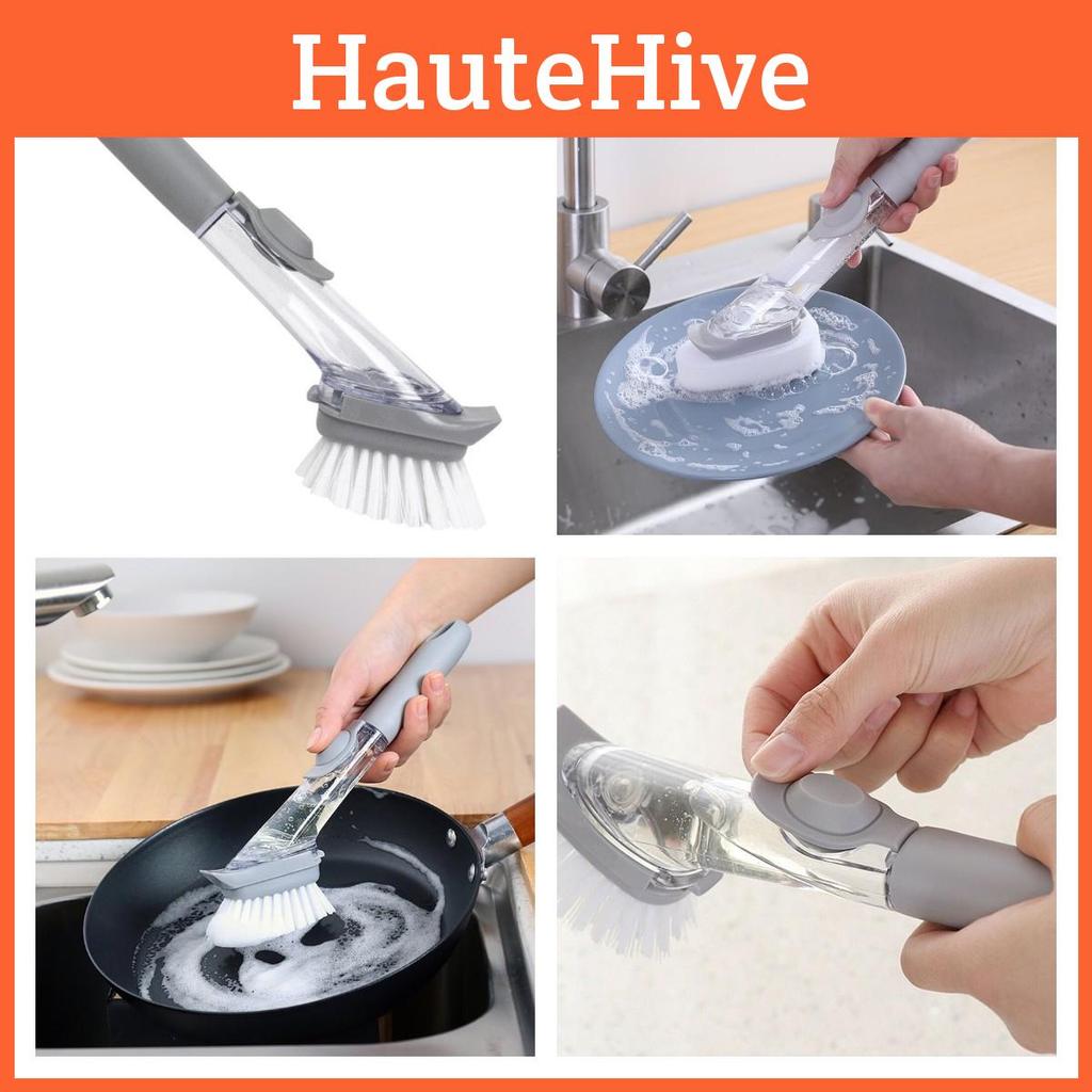 Longhandle Kitchen Cleaning Brush Bowl Washing Sponge Brush Pot Accessories