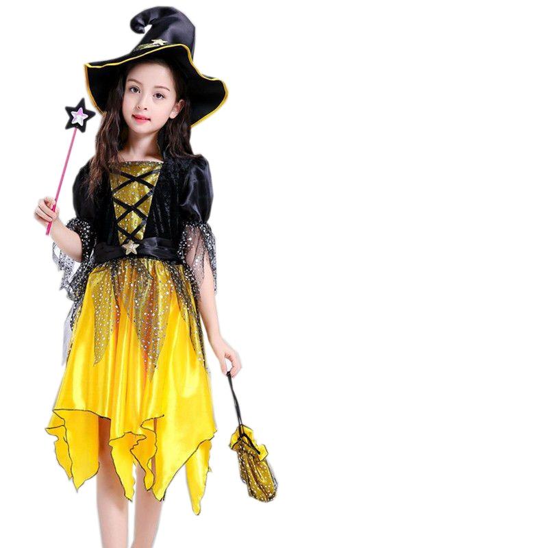 Children Cosplay Halloween Witch Costume Teens Baby Girl Gown Dress Infant