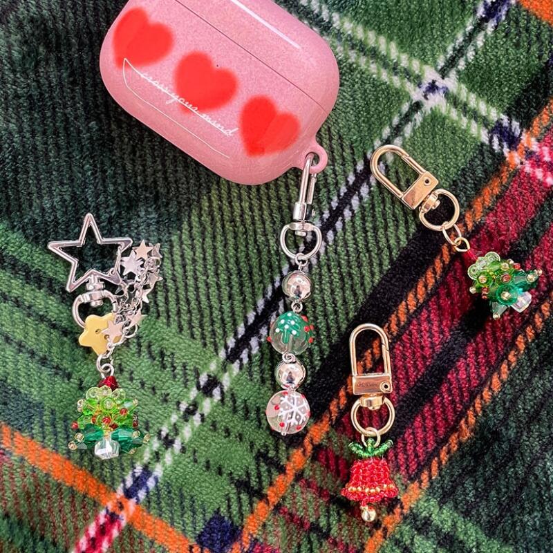 Christmas Tree Bead Keychains (4 types) (Options 3-4) 3. Christmas ball keychain