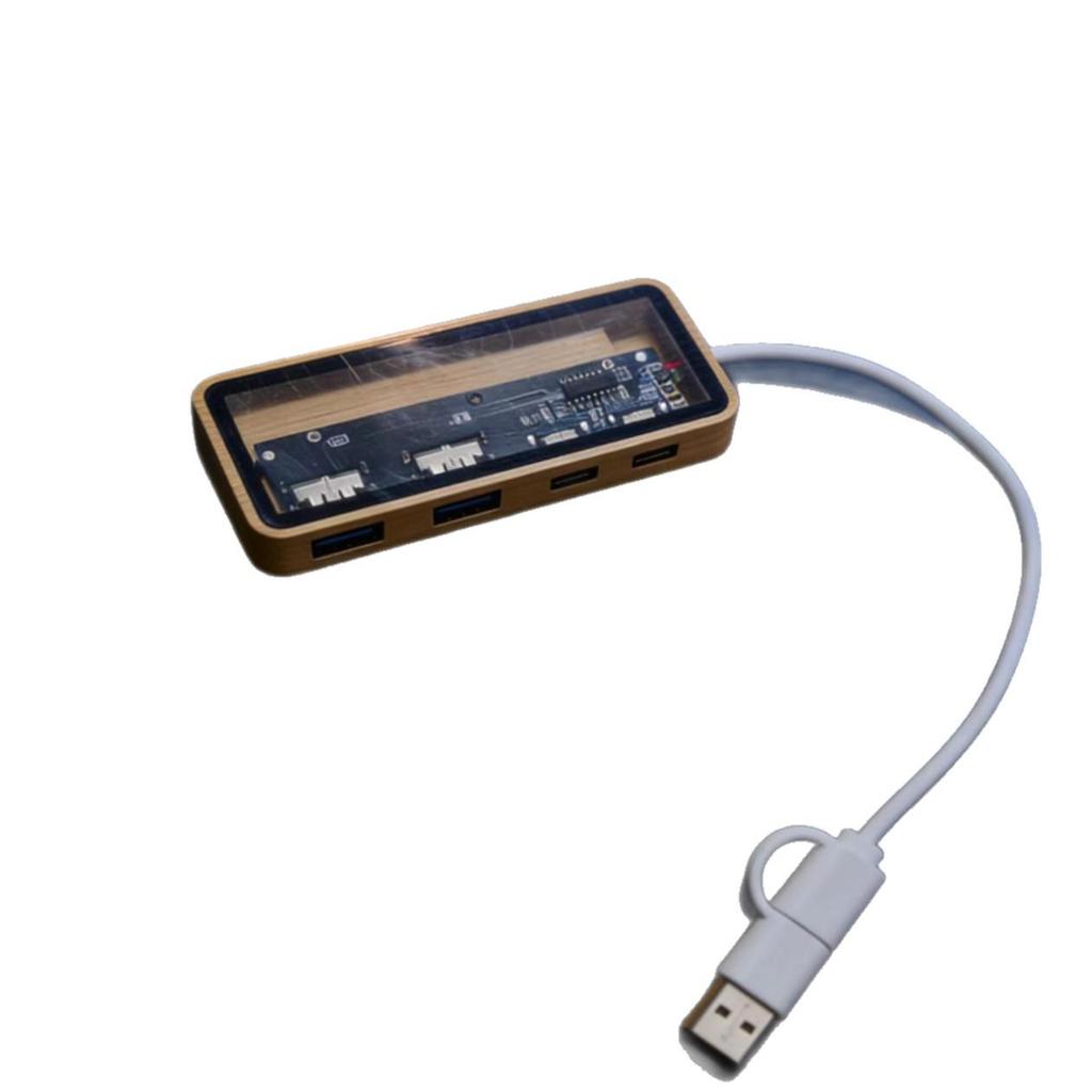 Transparent USB-C 7-in-1 Docking Station: 4K HD, Gigabit Ethernet, Cross-Device Compatibility