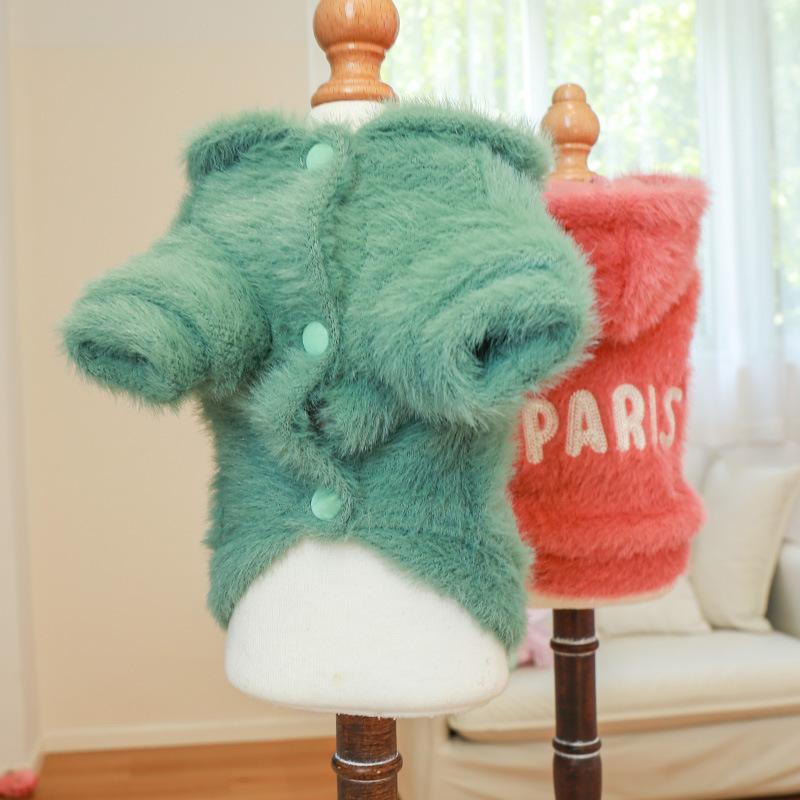 Pet Clothing Wholesale Autumn and Winter New Dog Clothing Warm Sweater Plus Velvet Paris Alphabet Sweater Pet Clothes
