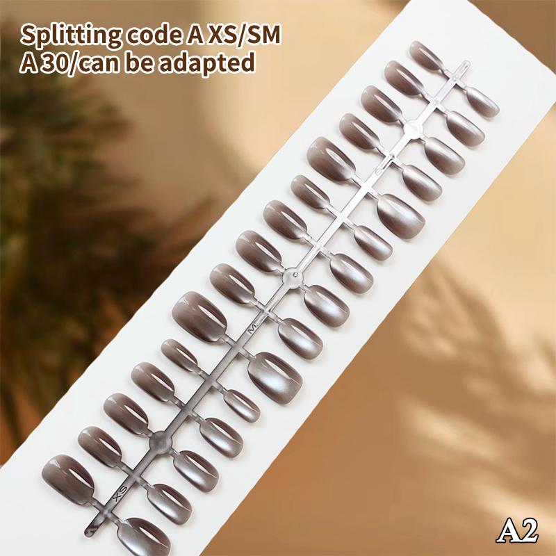 30pcs Cat Eye Press On Nails Short Square Reusable Nail Tips for Women Salon Quality Fake Nails for Date Nights