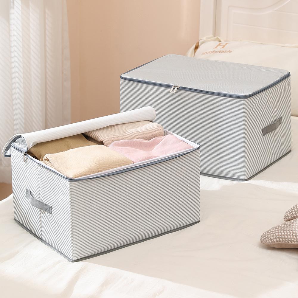 Foldable Fabric Storage Box with Zipper, Large Capacity Clothes Organizer for Bedroom, Closet, and Under Bed Storage