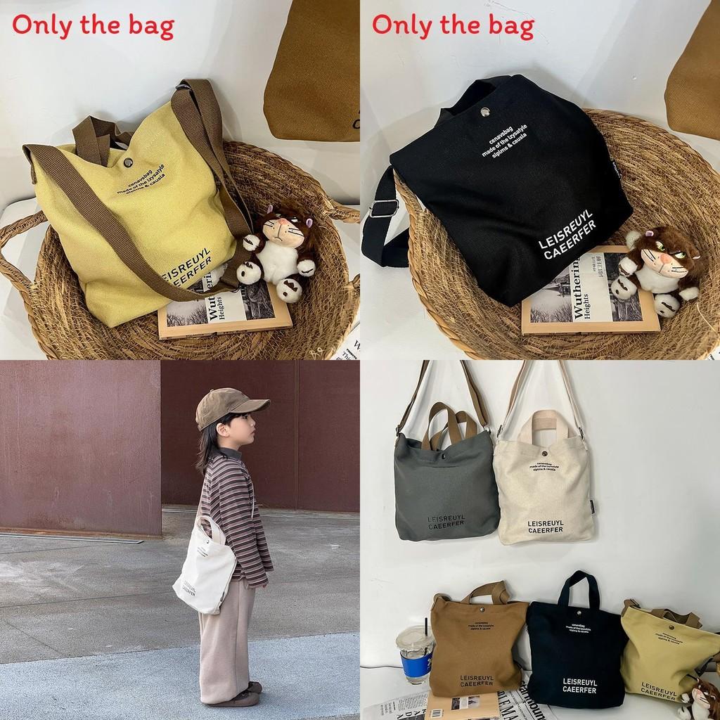 Stylish Letter Print Kids Bag Lightweight Canvas Shoulder Tote For School Use