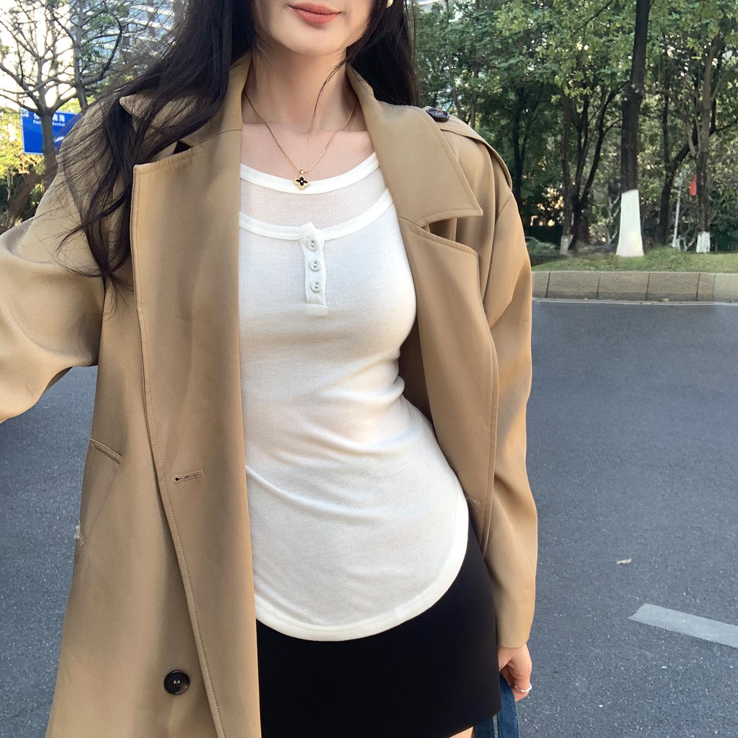 

Women s Autumn/Winter Slim Fit Black Layered Long Sleeve T-Shirt Medium белый