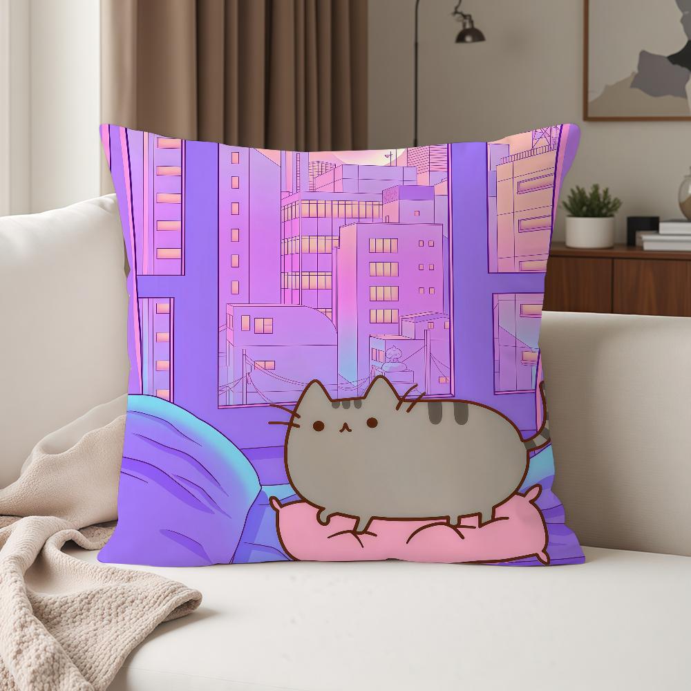 Мультяшная милая наволочка P-pusheen-s, подходит для спален, гостиных, автомобилей, домашнего декора 12x12Inch
