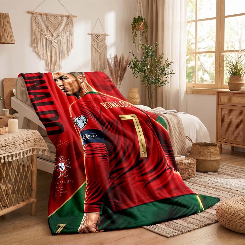 Cristiano Ronaldo Motiv Fleece-Decke Gemütliche Weiche Plüschdecke Für Schlafzimmer Couch Reise