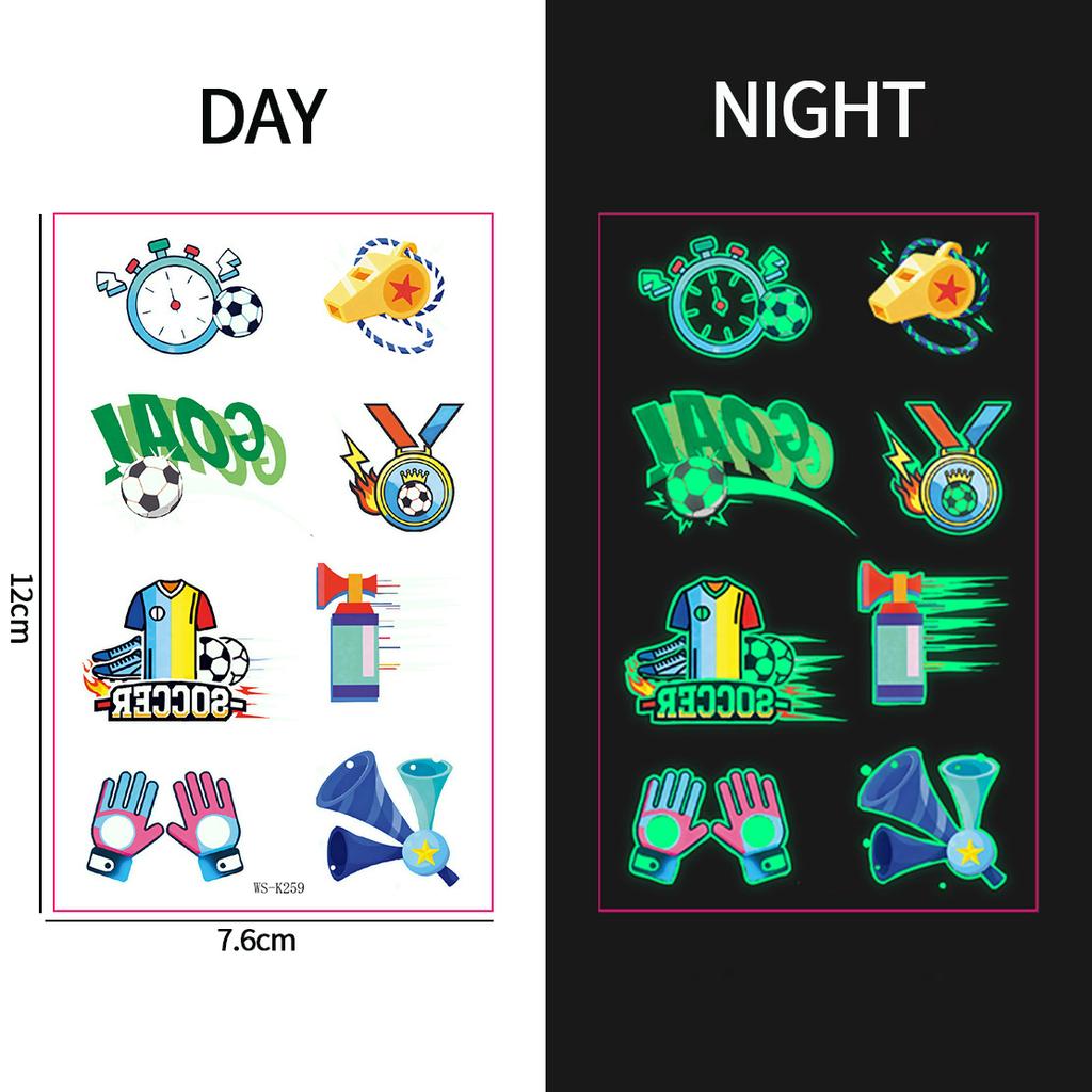 Sports Theme Tattoo Sticker Football Game Fans Luminous Temporary Tattoo Stickers Waterproof Party Makeup Face Stickers