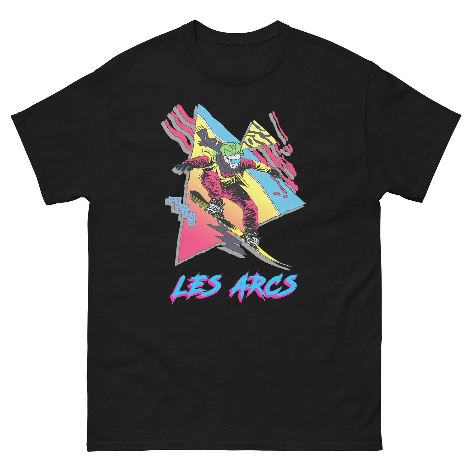 Les Arcs Retro Snowboarder 80s 90s Snowboarding T-Shirt XL