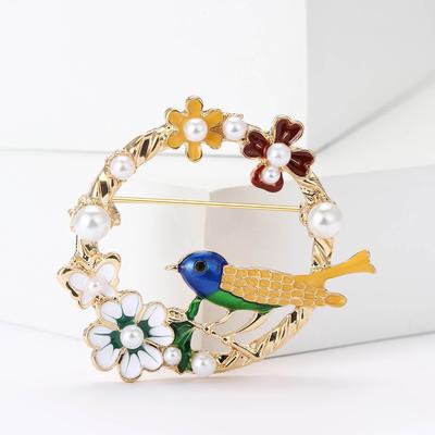 Kreative Vielseitige Legierung Emaille Kranz Vogel Brosche Nischendesign Damenbekleidung Korsage Ornament Anstecknadel
