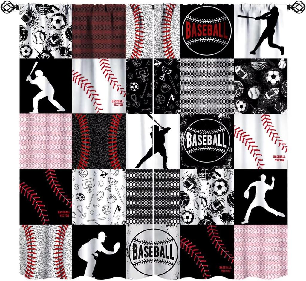 Racing Curtains for Teens Games Room Decor Black White Checkered Flag Art Printed Window Drapes for Kids Bedroom Living Room