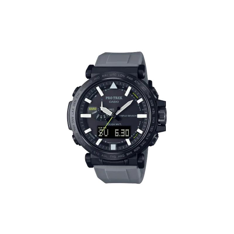 

Casio CASIOPRO TREK Series-Disc Dual Display Series Outdoor Mountaineering Waterproof and Shockproof Quartz Movement Silicone PRW-6620YFM-1JR-person чорний