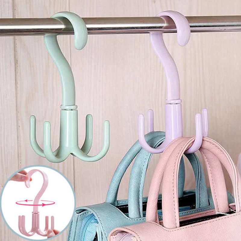 Plastic Rotating Multi-Function Scarf Storage Rack with Four-Claw Design