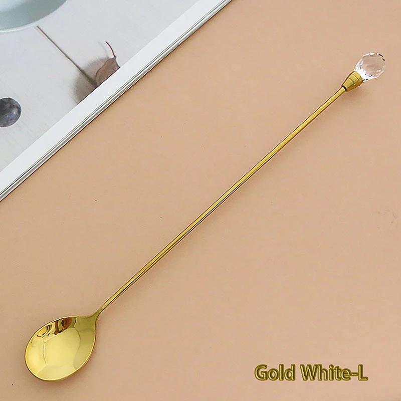 1 Stück Kristalllöffel-Set Langer Griff Teelöffel 430 Edelstahl Diamant Eis Löffel Perfekt für Dessert Eis Kaffee Cocktail