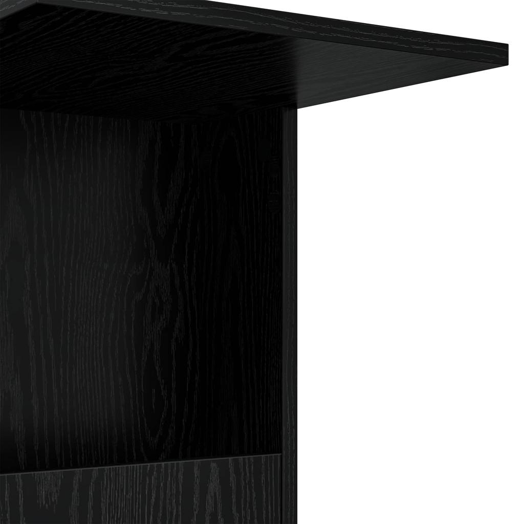 Side Table with Wheels Black Oak Effect 40 X 35 X 60 Cm