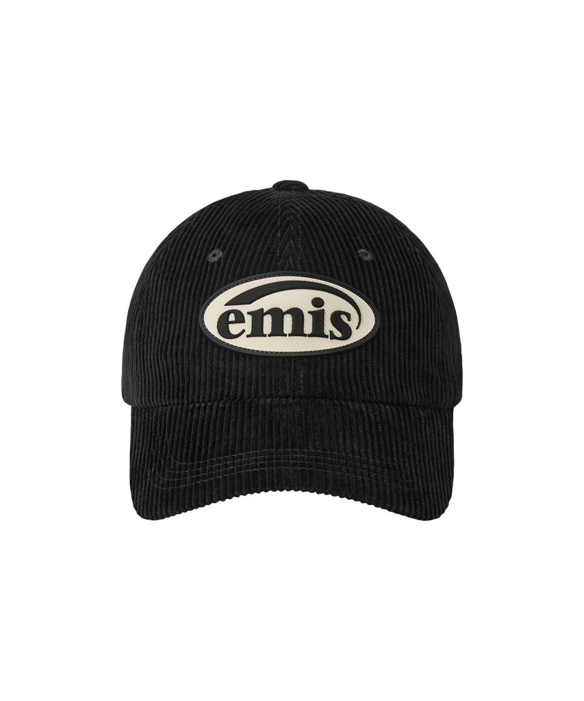 Imiseu Gummi-Patch Corduroy Baseballkappe-Schwarz