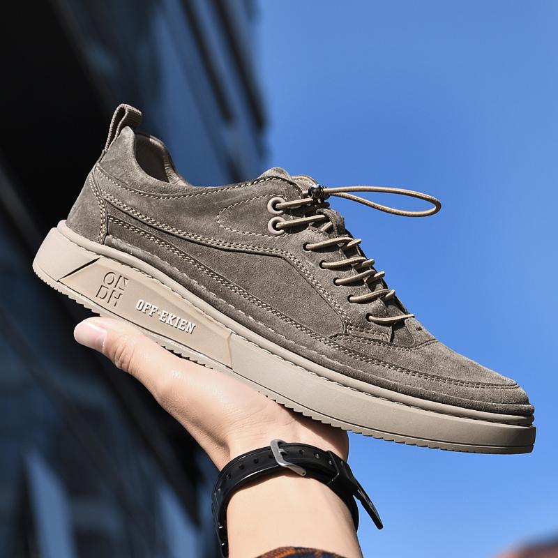 Fashion High Quality Popular Comfortable and Soft Genuine Leather Men's Casual Shoes Lace Up Sneakers Man Flats Walking Low Cut Shoes