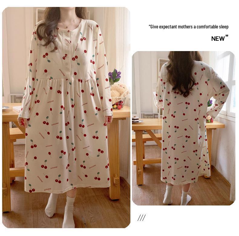 Maternity Labor Gown & Nursing Pajama Set with Built-in Bra for Spring/Summer