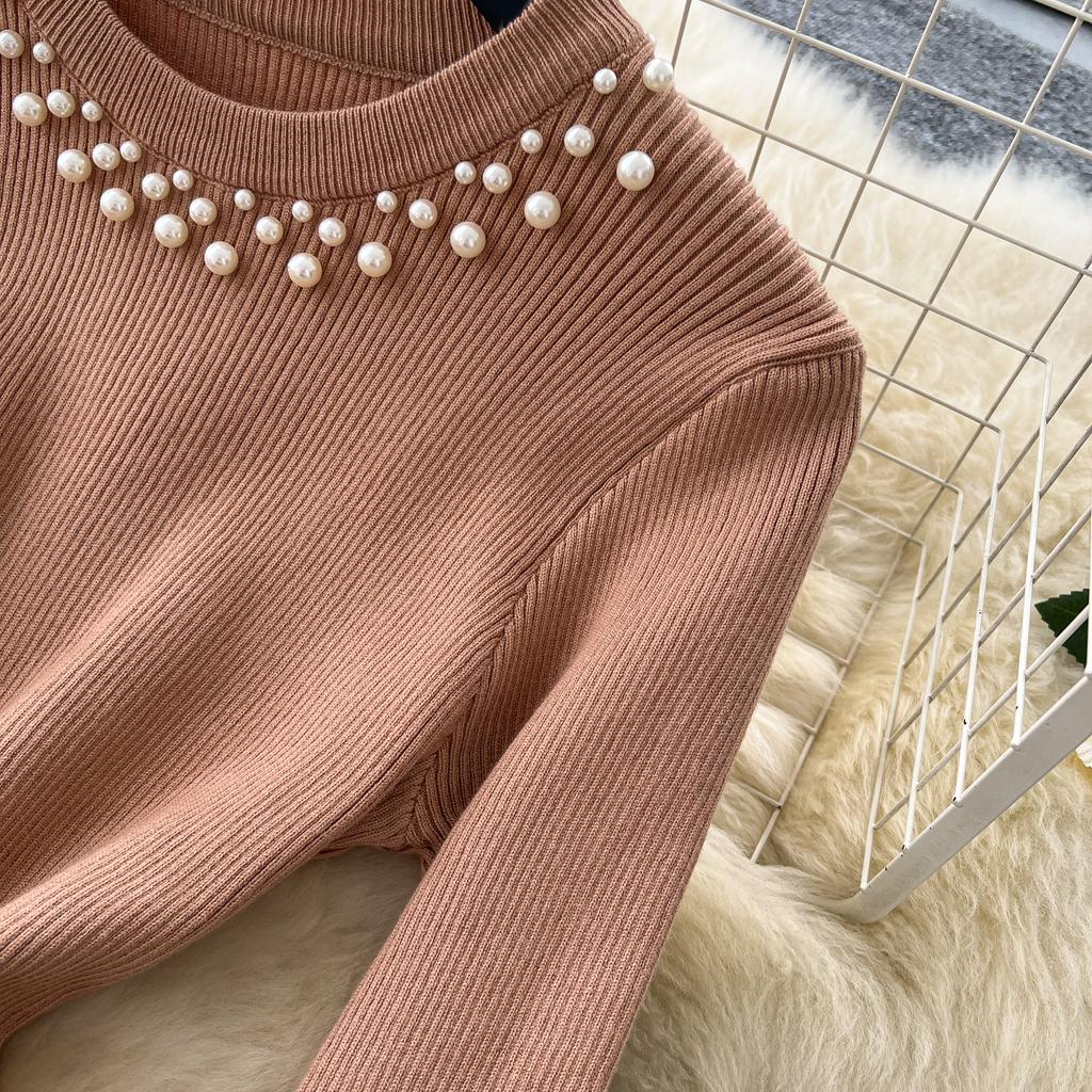 Mode Druck Strickwaren Pulloverkleid Damen Diamanten O-Ausschnitt Elastisches Slim Design 2025 Herbst Warm Französisch OL Lange Kleider