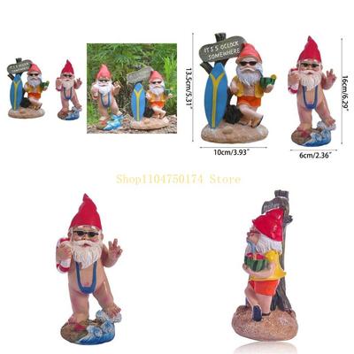 Hilarious Resin Garden Gnome Sculpture In Mankini Life Ring Outdoor Decoration Top Sale